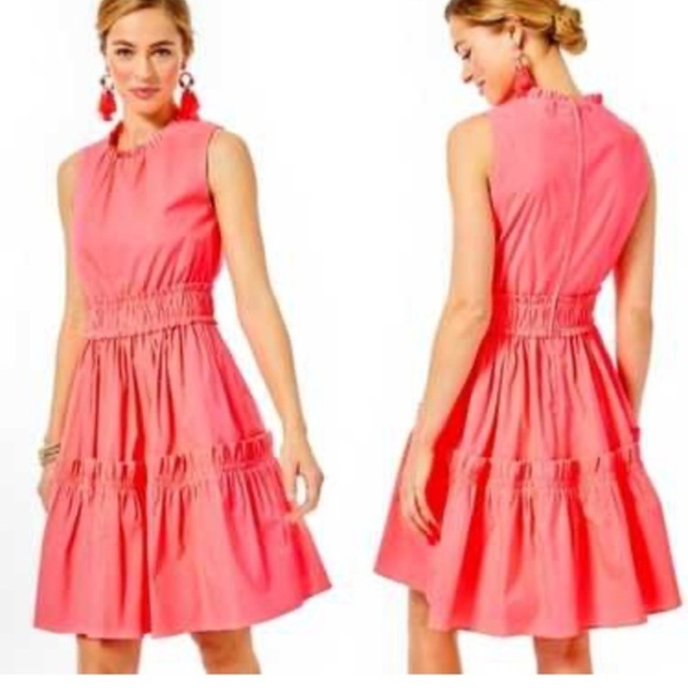 Lilly Pulitzer Elina Stretch Dress in Coral Spritz Sz 2